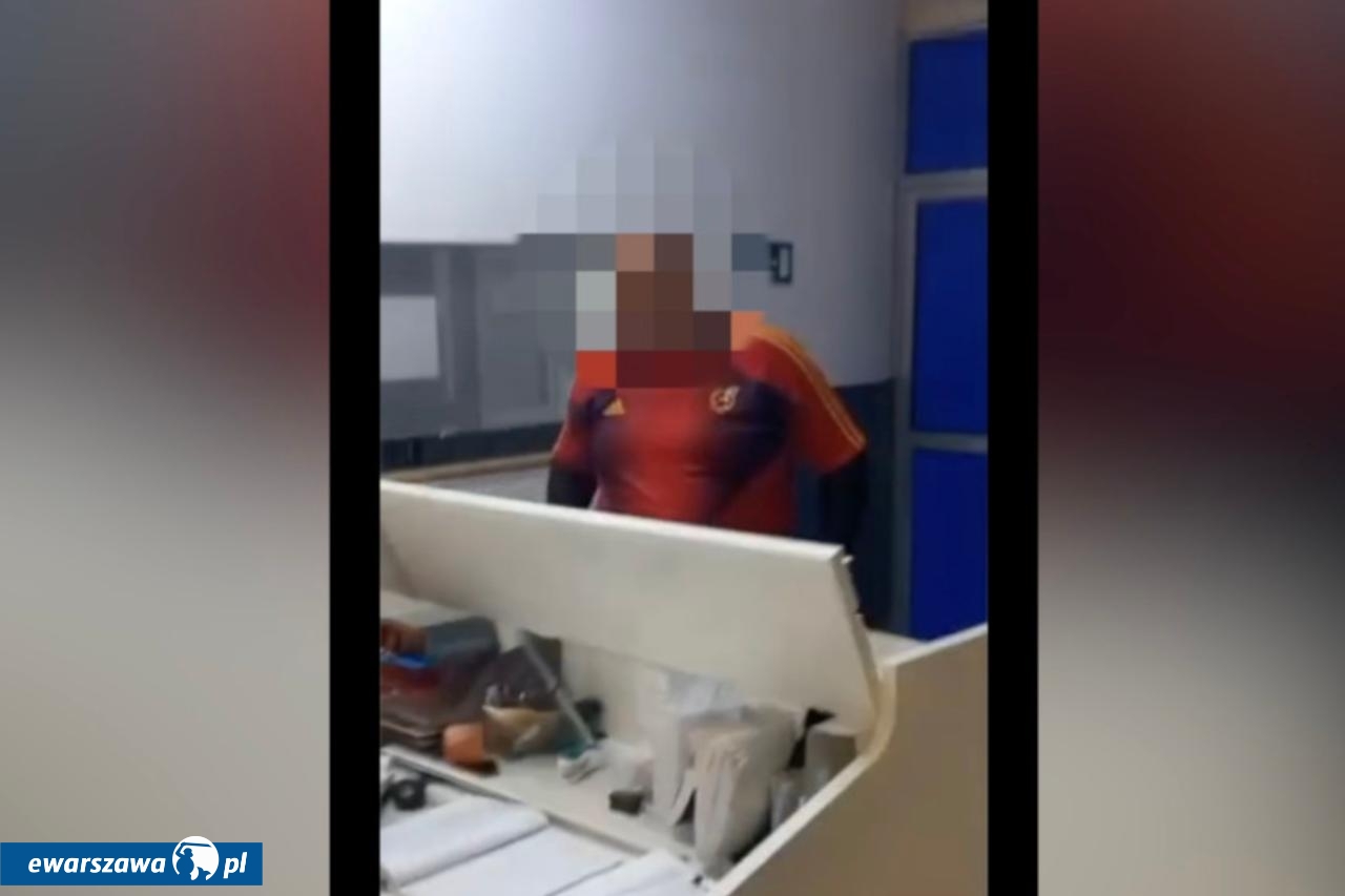 Napastnik, który demolował recepcję | fot. https://otwock.policja.gov.pl/