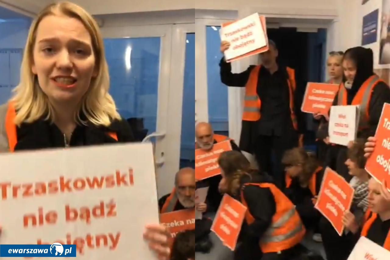 Aktywiści Ostatniego Pokolenia w siedzibie Rafała Trzaskowskiego | fot. Ostatnie Pokolenie / Facebook