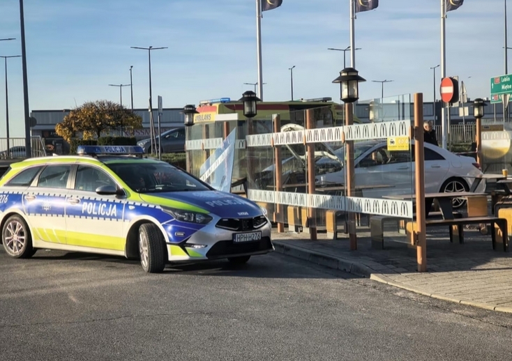 samochó wjechał w ogródek restauracyjny Mc'Donalds | fot. OSP Garwolin