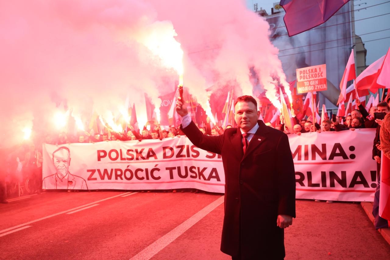 Sławomir Mentzen na Marszu Niepodległości w Warszawie | fot. x.com/KONFEDERACJA_
