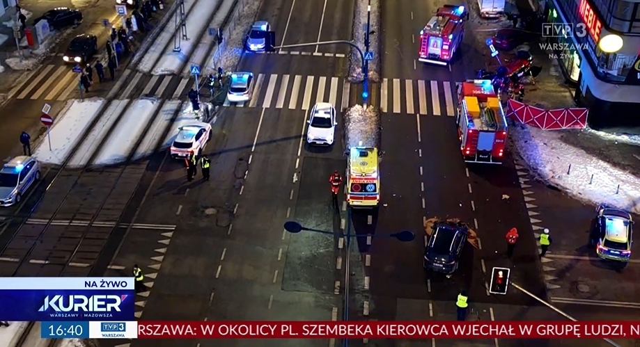 wypadek przy Placu Szembeka | fot. screen "Kurier" TVP3 Warszawa