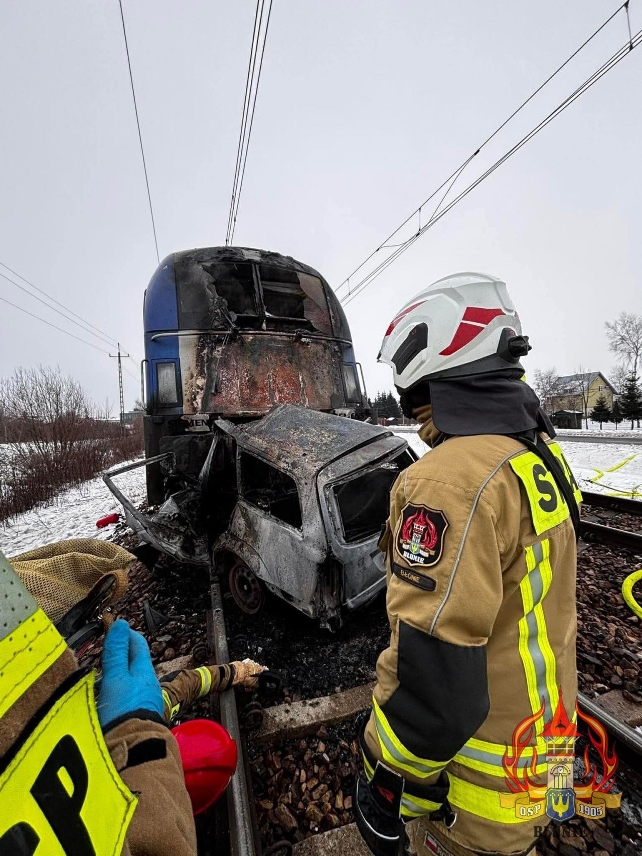 pożar pociągu | fot. https://www.facebook.com/OSPBlonie