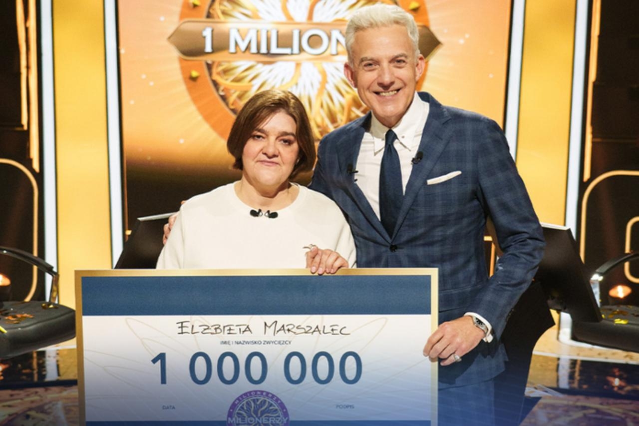 Elżbieta Marszalec z Hubertem Urbańskim w "Milionerach" | fot. facebook.com/polsat