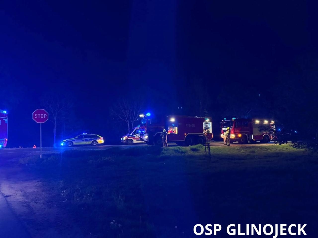 wypadek w gminie Glinojeck | fot. https://www.facebook.com/ospglinojeck