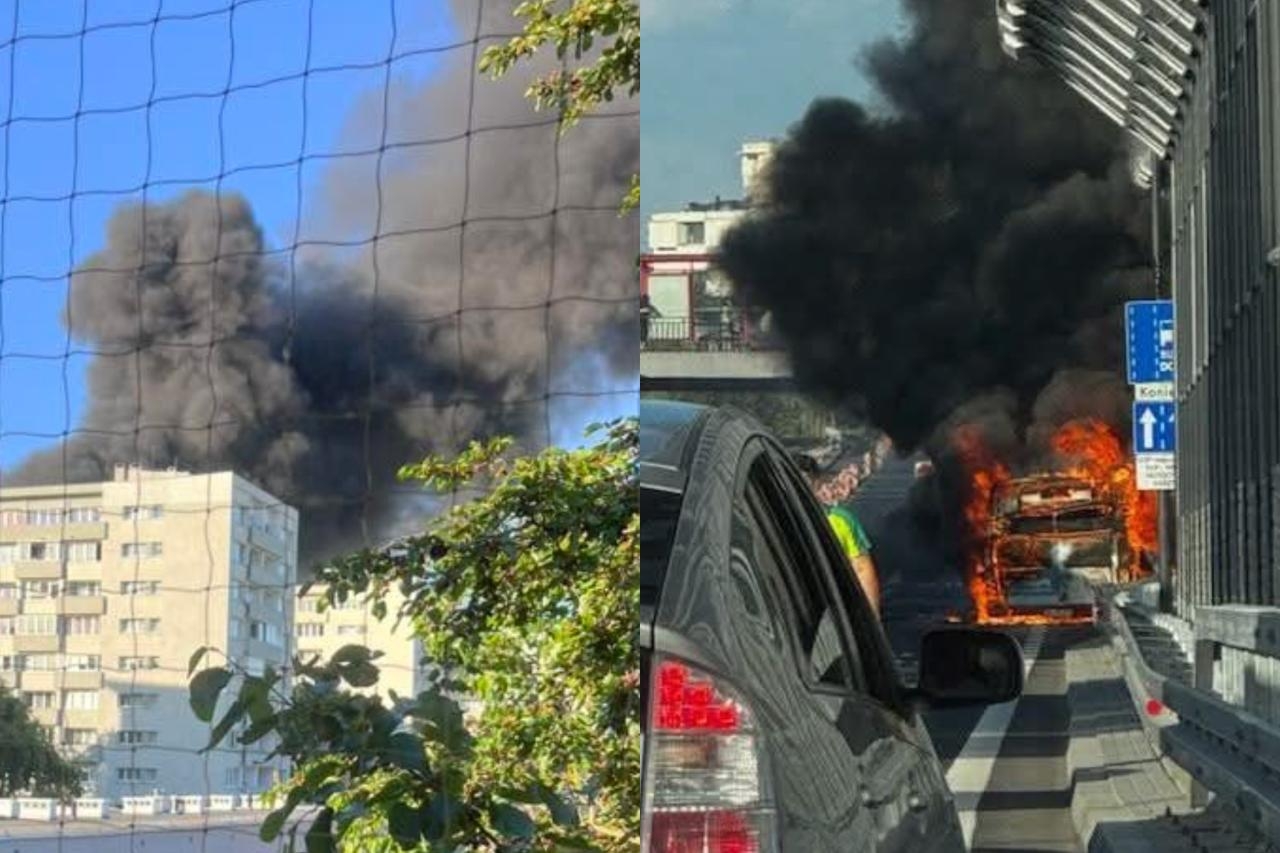 pożar autobusu w Warszawie w Al. Stanów Zjednoczonych | fot. Artur D/Żaneta L./facebook