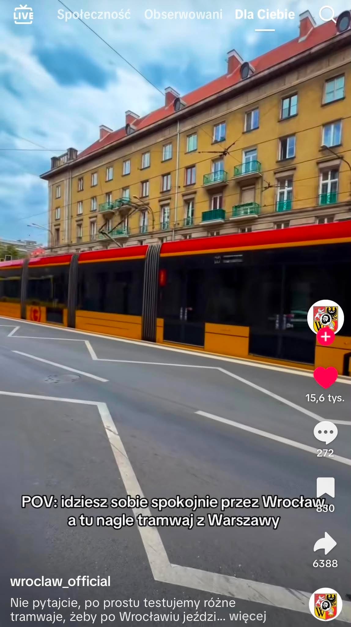 tramwaj z Warszawy we Wrocławiu | fot. tiktok.com/@wroclaw_official