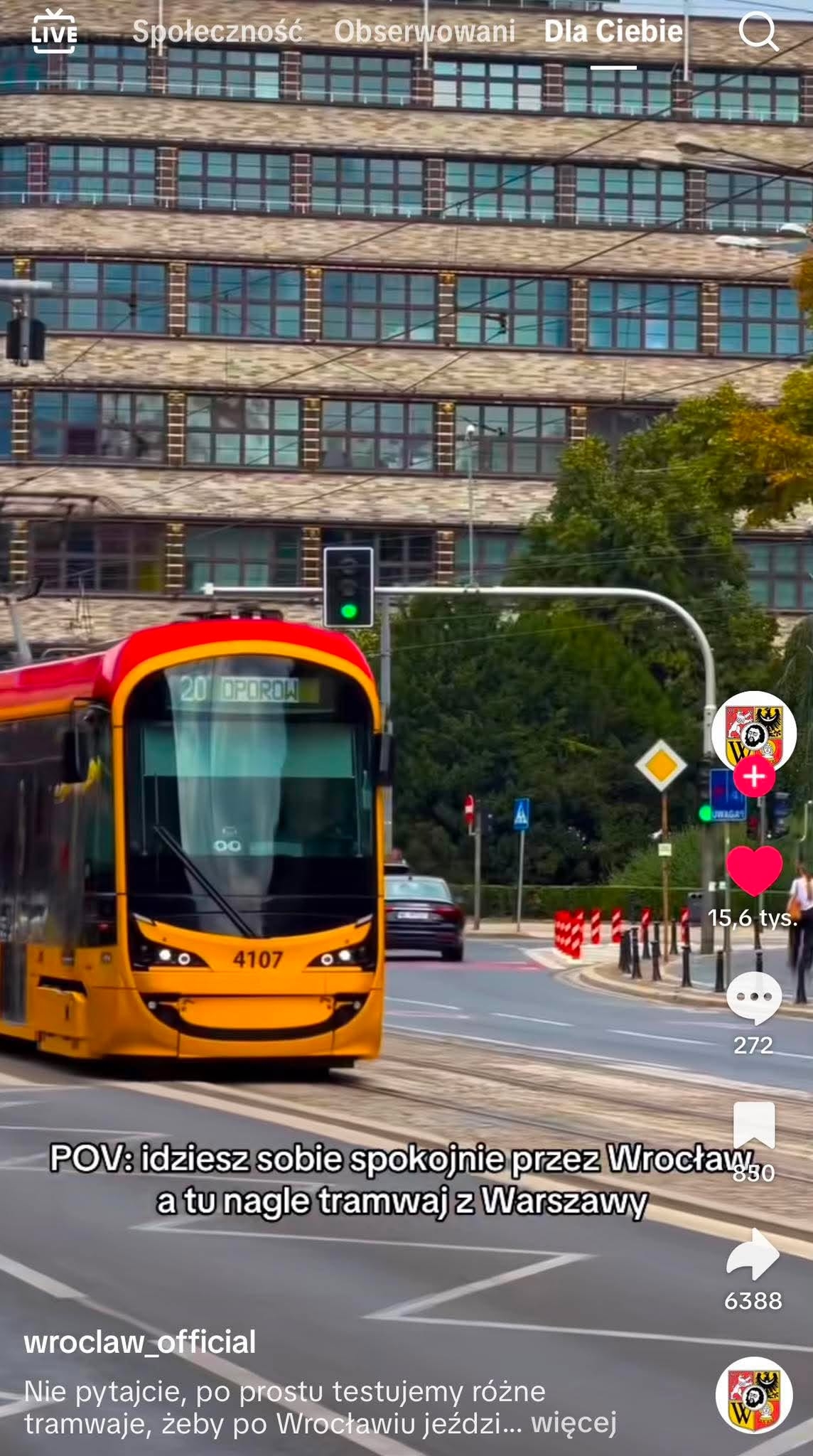 tramwaj z Warszawy we Wrocławiu | fot. tiktok.com/@wroclaw_official