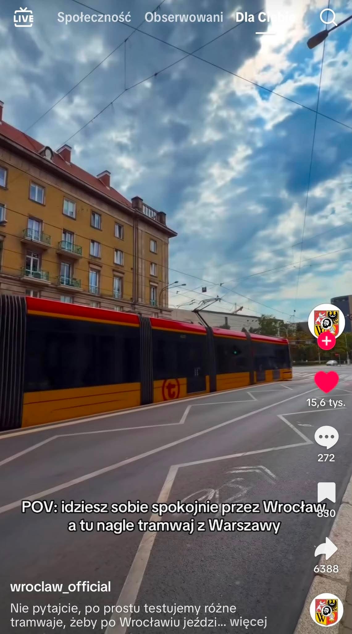 tramwaj z Warszawy we Wrocławiu | fot. tiktok.com/@wroclaw_official