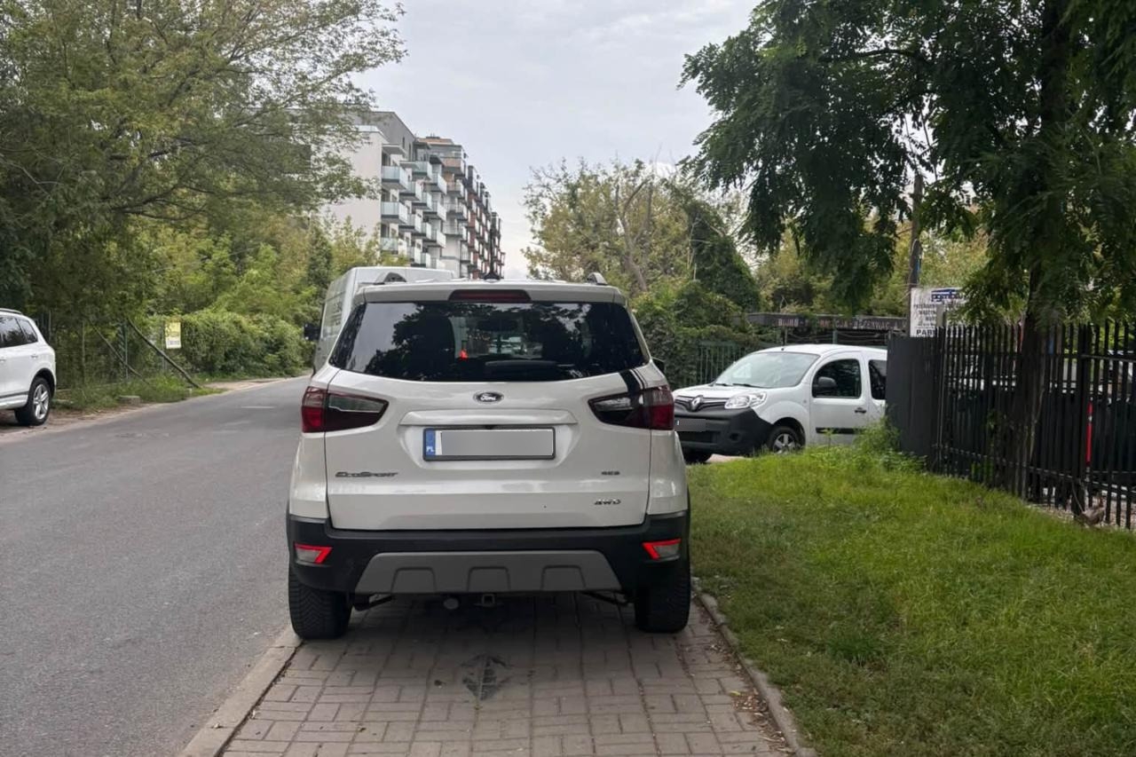 samochód w Warszawie na chodniku | fot. Hala F./facebook