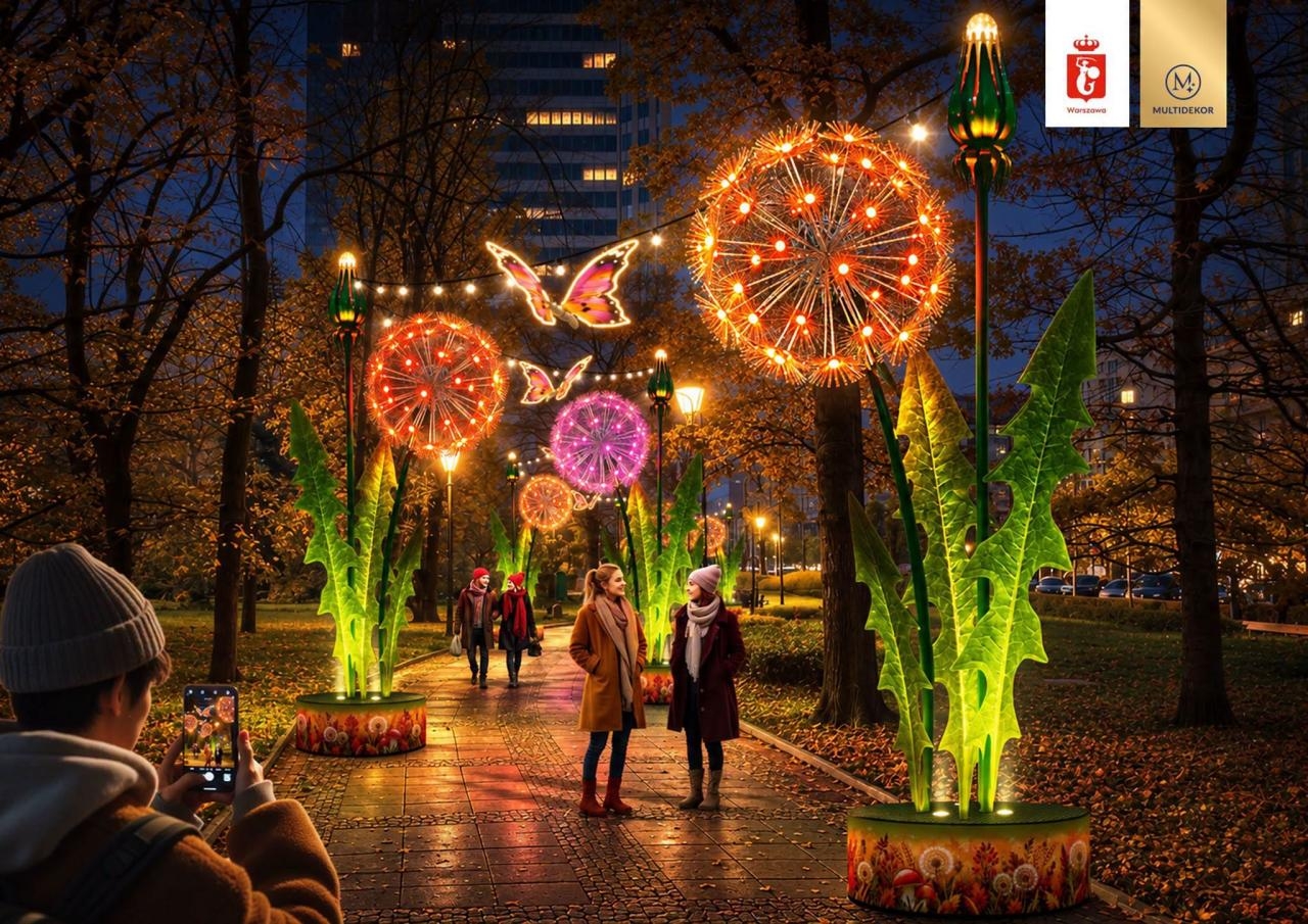 nowa iluminacja świąteczna w Warszawie | fot. Miasto Stołeczne Warszawa Facebook