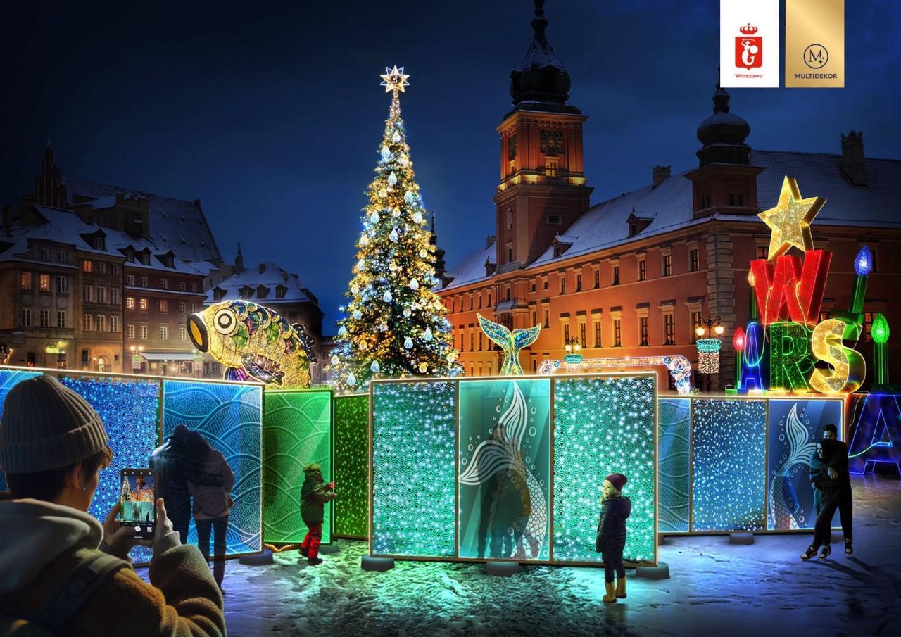 nowa iluminacja świąteczna w Warszawie | fot. Miasto Stołeczne Warszawa Facebook